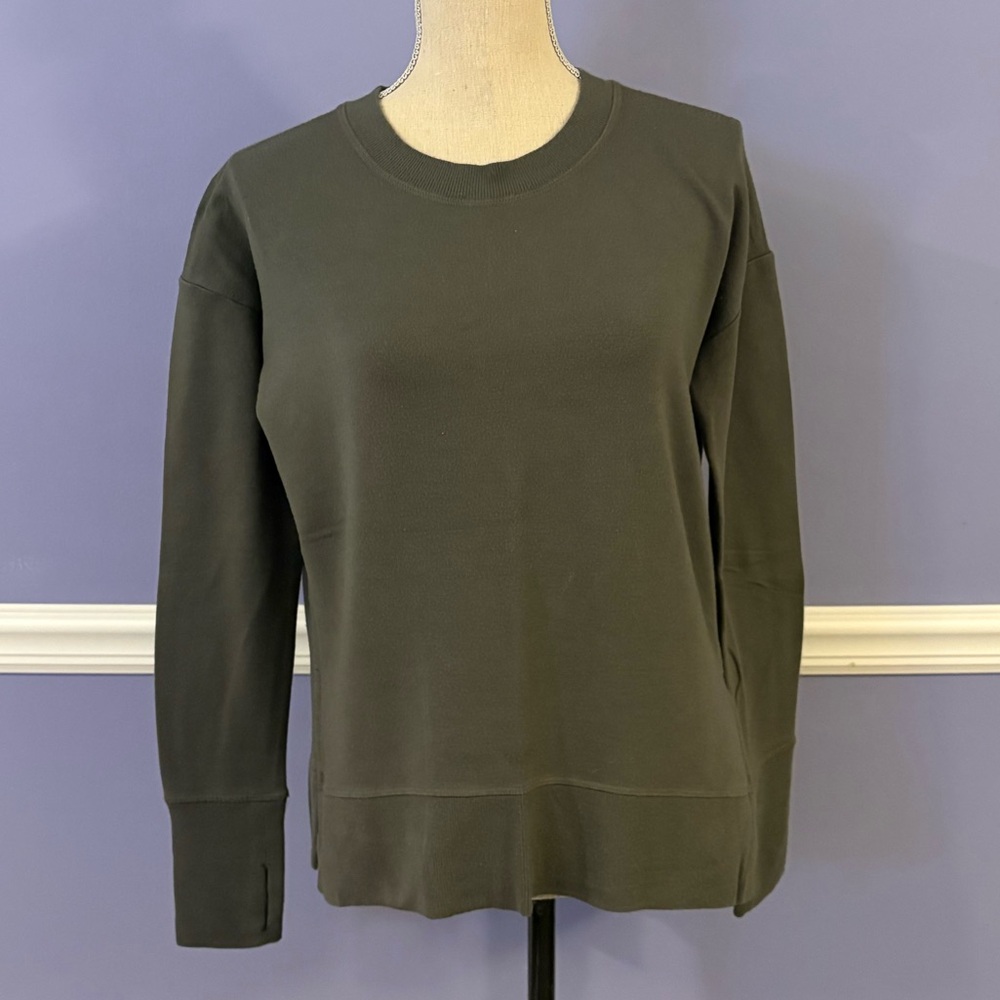 Athleta Olive Green Knit Sweatshirt Top